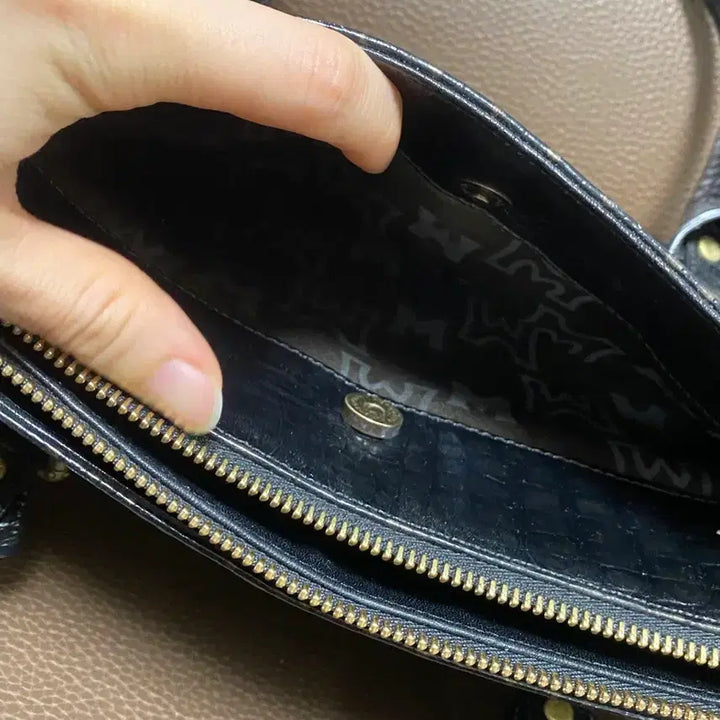 [BUNJANG] Metsi City Black Crocodile Leather Tote Bag / 메트로시티 블랙 크로커 가죽 토트백