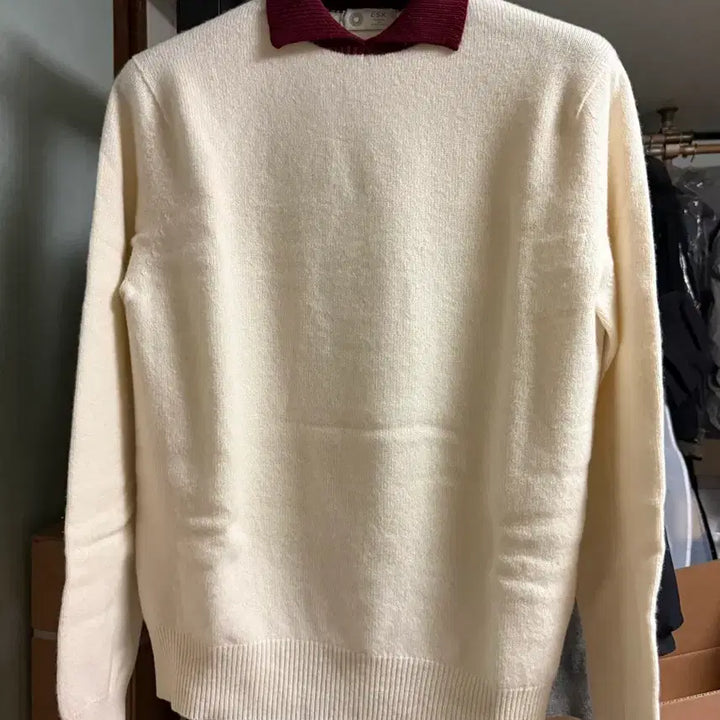 [BUNJANG] ESK Cashmere Collar Color Block Knit 40 / ESK / 캐시미어 카라 배색 니트 / 40
