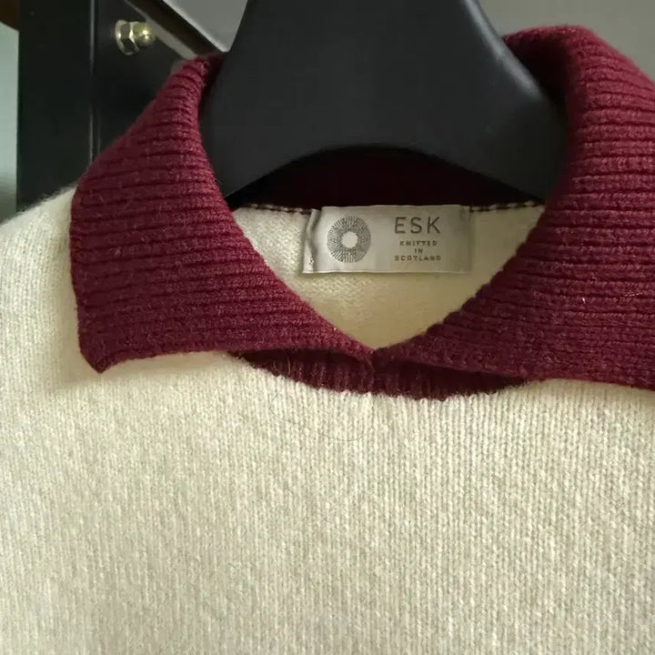 [BUNJANG] ESK Cashmere Collar Color Block Knit 40 / ESK / 캐시미어 카라 배색 니트 / 40
