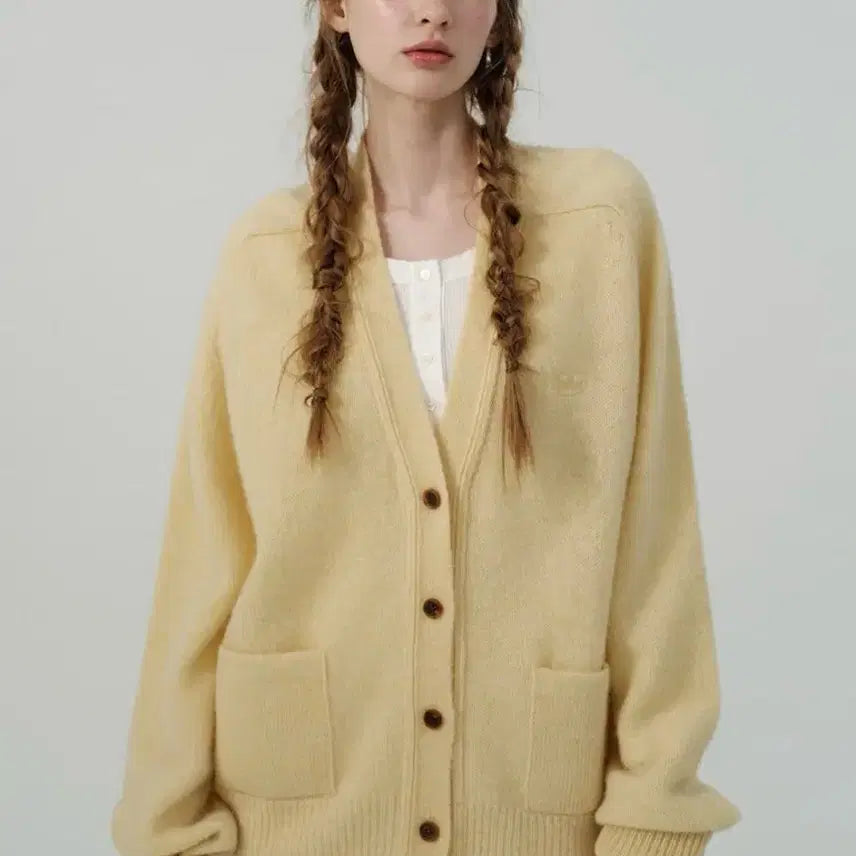 [BUNJANG] The Barnet Shaggy Dog Yellow Cardigan / 더바넷 셰기 도그 옐로우 가디건