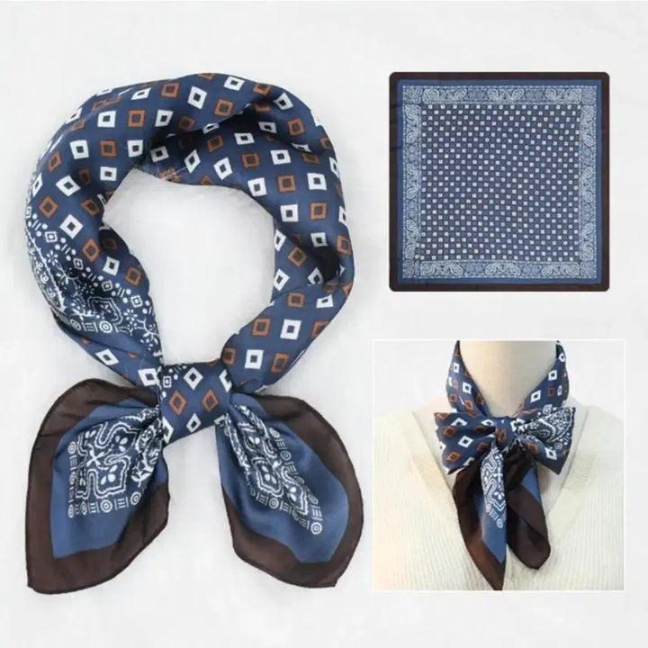 [BUNJANG] Navy Square Pattern Scarf / 네이비 스퀘어 패턴 스카프(새상품)