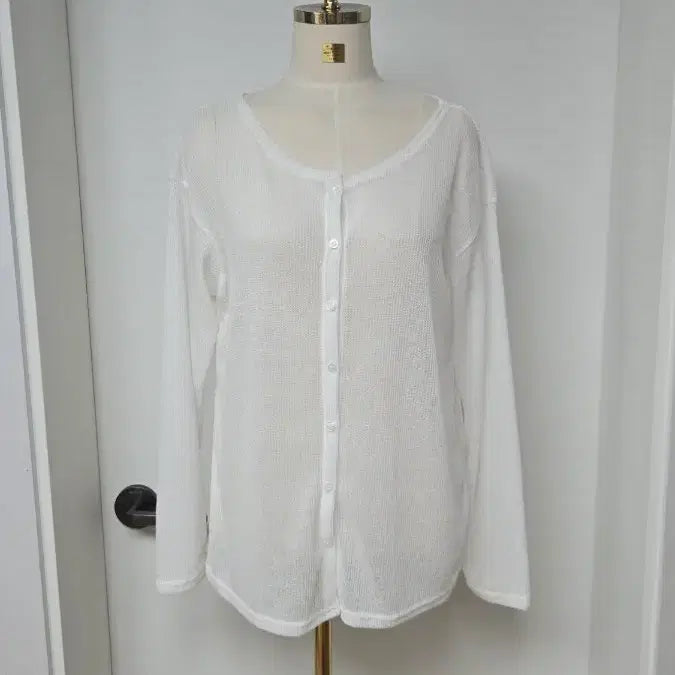 [BUNJANG] Loose Fit White See-Through Cardigan / 루즈핏 시스루 화이트 가디건