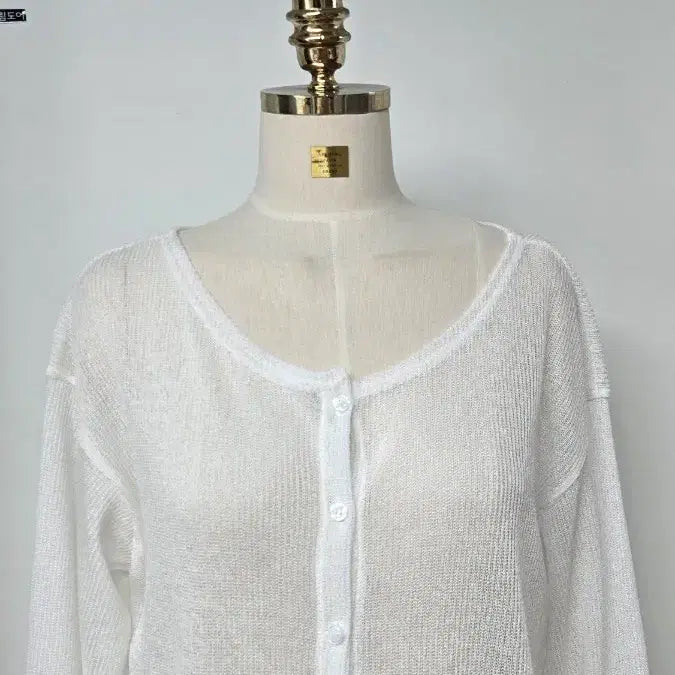 [BUNJANG] Loose Fit White See-Through Cardigan / 루즈핏 시스루 화이트 가디건
