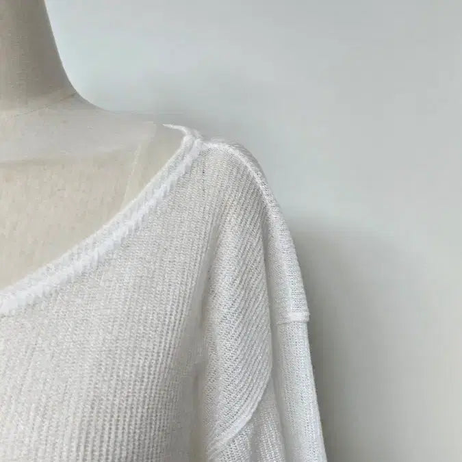 [BUNJANG] Loose Fit White See-Through Cardigan / 루즈핏 시스루 화이트 가디건