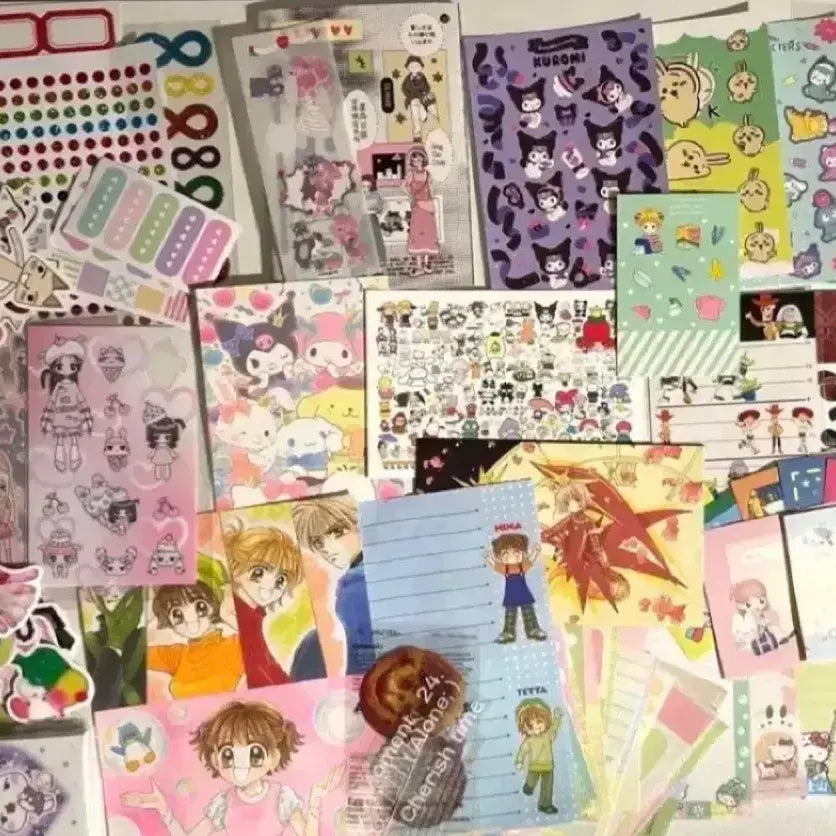 [BUNJANG] Sanrio Nakayoshi Hinakuu Vintage Stickers Bundle Set / 스티커 일괄 일본 고전  산리오 나카요시 히나쿠우 떡메 스티커