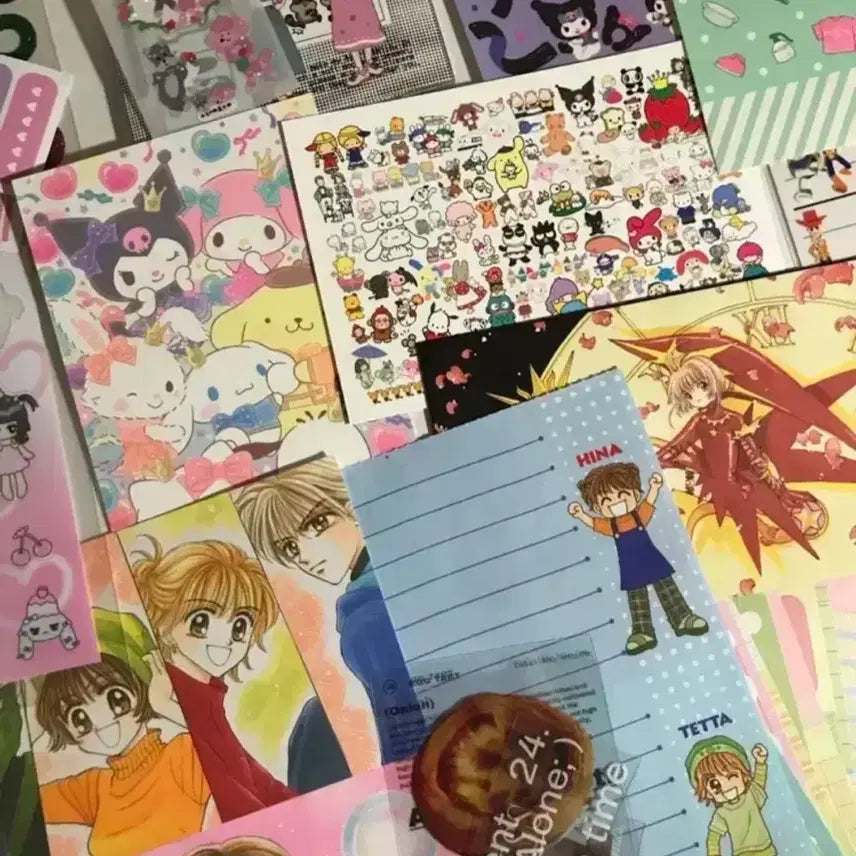 [BUNJANG] Sanrio Nakayoshi Hinakuu Vintage Stickers Bundle Set / 스티커 일괄 일본 고전  산리오 나카요시 히나쿠우 떡메 스티커