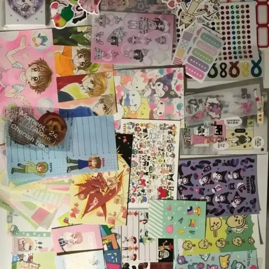 [BUNJANG] Sanrio Nakayoshi Hinakuu Vintage Stickers Bundle Set / 스티커 일괄 일본 고전  산리오 나카요시 히나쿠우 떡메 스티커