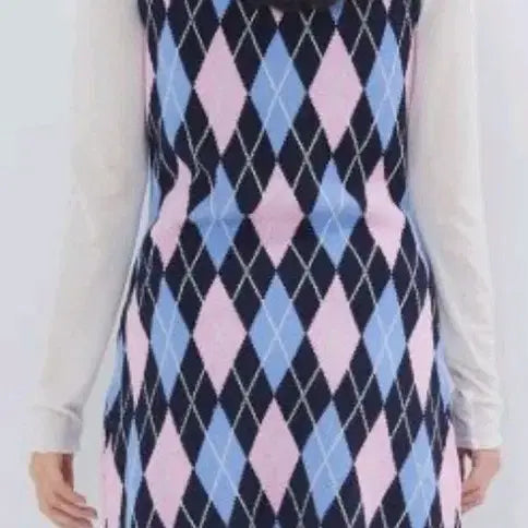 [BUNJANG] Roem Argyle Dress, Navy, M Size / 새상품 로엠 아가일 원피스, 네이비, m