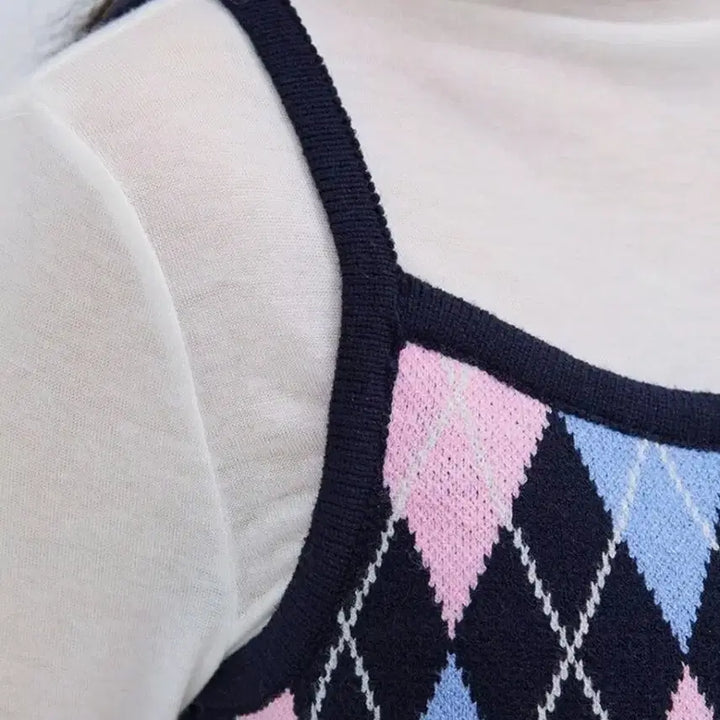 [BUNJANG] Roem Argyle Dress, Navy, M Size / 새상품 로엠 아가일 원피스, 네이비, m