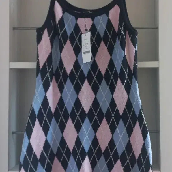 [BUNJANG] Roem Argyle Dress, Navy, M Size / 새상품 로엠 아가일 원피스, 네이비, m
