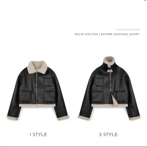 [BUNJANG] Solid Mutton Fleece Leather Mustang Jacket / 택포) 솔리드 무톤 플리스 양털 레더 무스탕 자켓