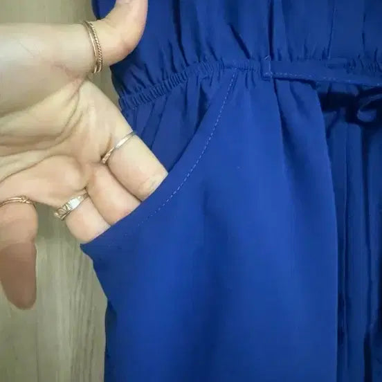[BUNJANG] Chiffon Jumpsuit Cobalt Blue / 새상품 쉬폰 점프수트 55-66추천