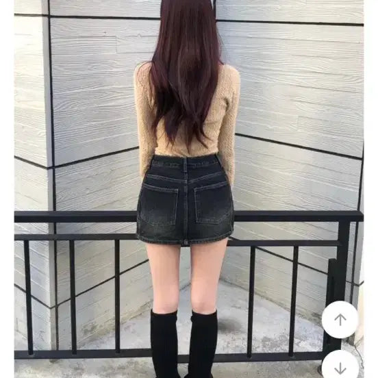 [BUNJANG] Pocket Denim Mini Skirt - Black Denim / 새상품)포켓 데님 미니스커트 흑청