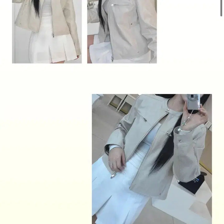 [SOLD OUT] 미쏘 바이커 자켓 라이트그레이 100 (미착용)