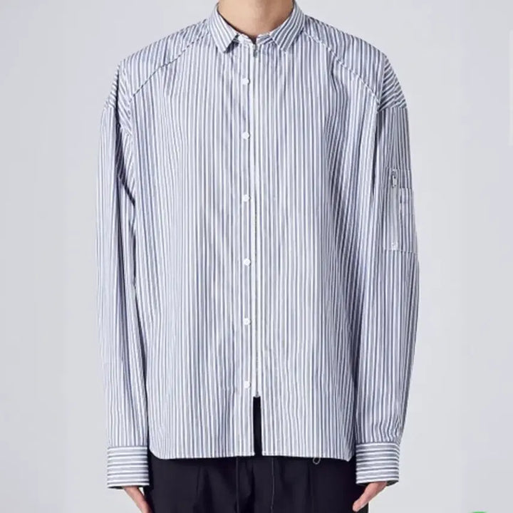[BUNJANG] Juun.J Zipper Stripe Shirt / 준지 지퍼 스트라이프 셔츠