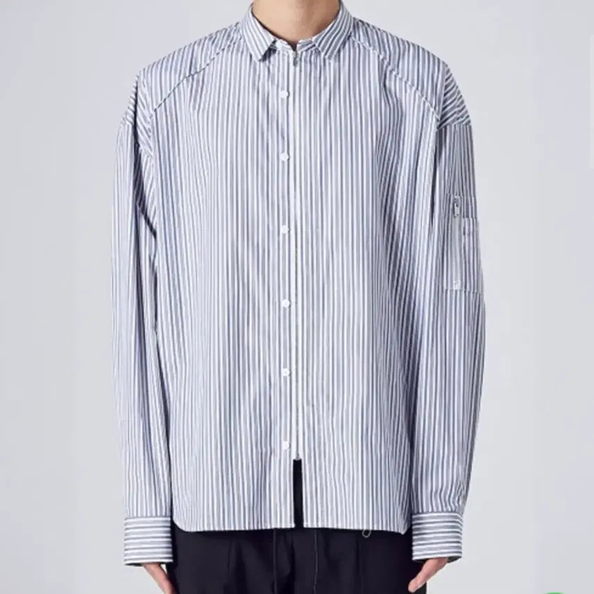 [BUNJANG] Juun.J Zipper Stripe Shirt / 준지 지퍼 스트라이프 셔츠