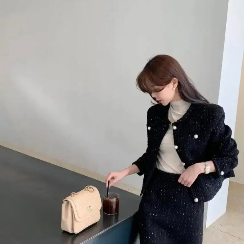 [BUNJANG] Bicini Pearl Tweed Jacket / 바이씨니 진주 트위드 자켓