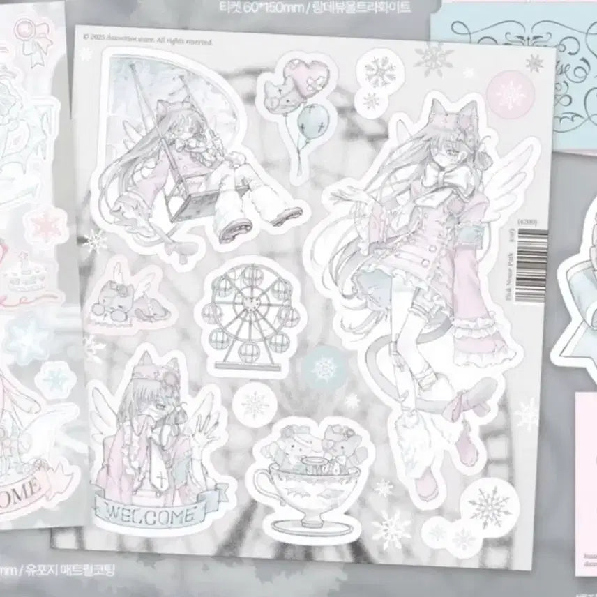[BUNJANG] Hooae x Kyeol Pink Noise Park Die-cut Sticker / [후애x결] 핑크 노이즈 파크 칼선 스티커 | 1차 문구 다꾸 닷닷닷