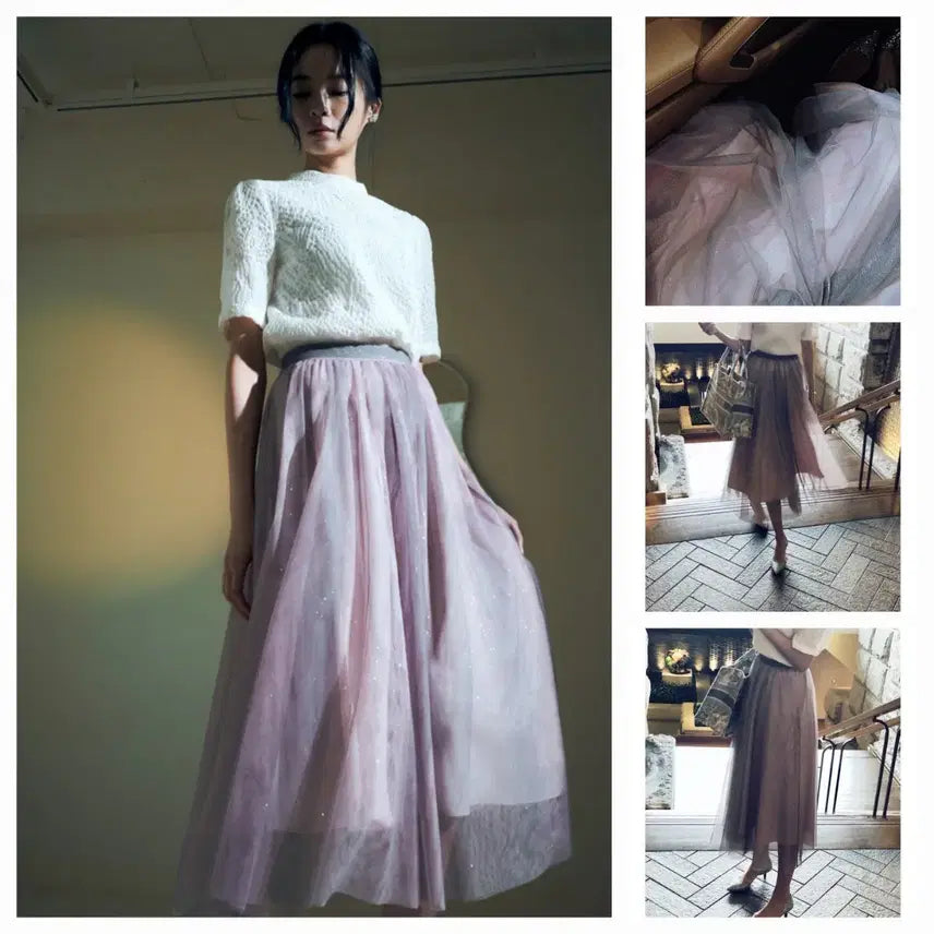 [BUNJANG] Blanchet Lavender Gray Tulle Short Dress / 블랑쇼 라벤더 그레이 튤 m 숏기장
