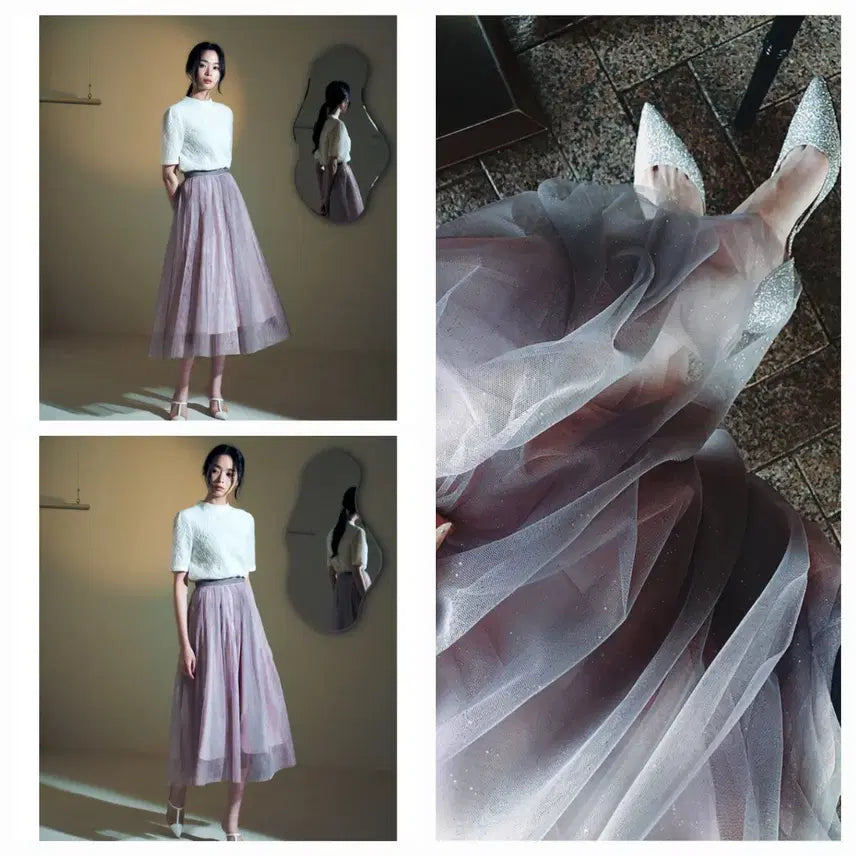 [BUNJANG] Blanchet Lavender Gray Tulle Short Dress / 블랑쇼 라벤더 그레이 튤 m 숏기장
