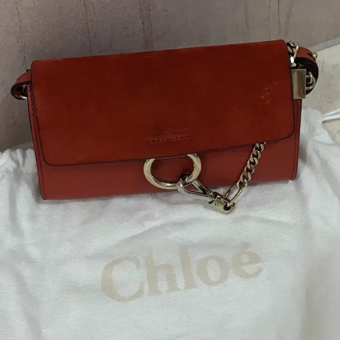 [BUNJANG] Chloé Faye Small Shoulder Bag Coral Orange / 끌로에 페이 스몰 숄더백 코랄 오렌지