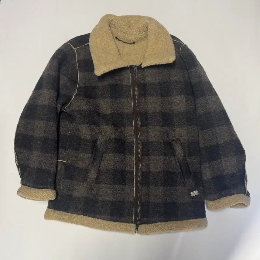 [BUNJANG] Diesel Check Lined Mouton Jacket / 희귀!! 여성 디젤 Diesel 양텰 안감 체크 무스탕 자켓 L