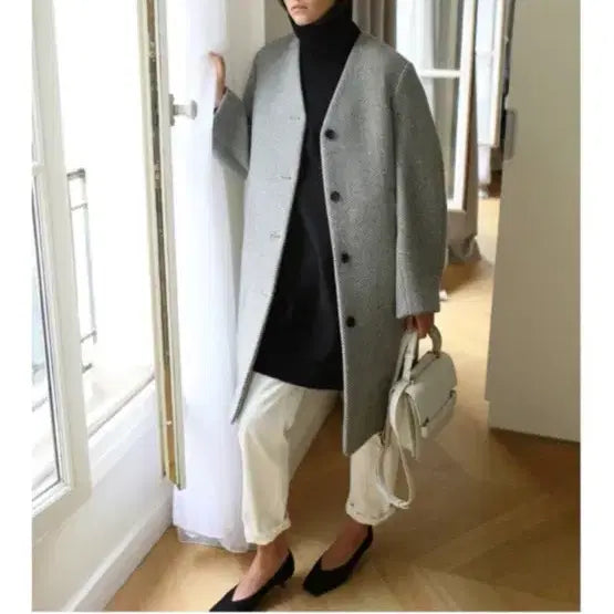 [BUNJANG] Or Herringbone Boucle Coat / 오르 헤링본 노카라코느 아이보리 프리