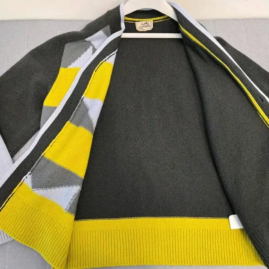 [BUNJANG] Hermès Tangram Stripe Cashmere Cardigan XXL / 에르메스 탕그람 캐시미어 가디건 2XL