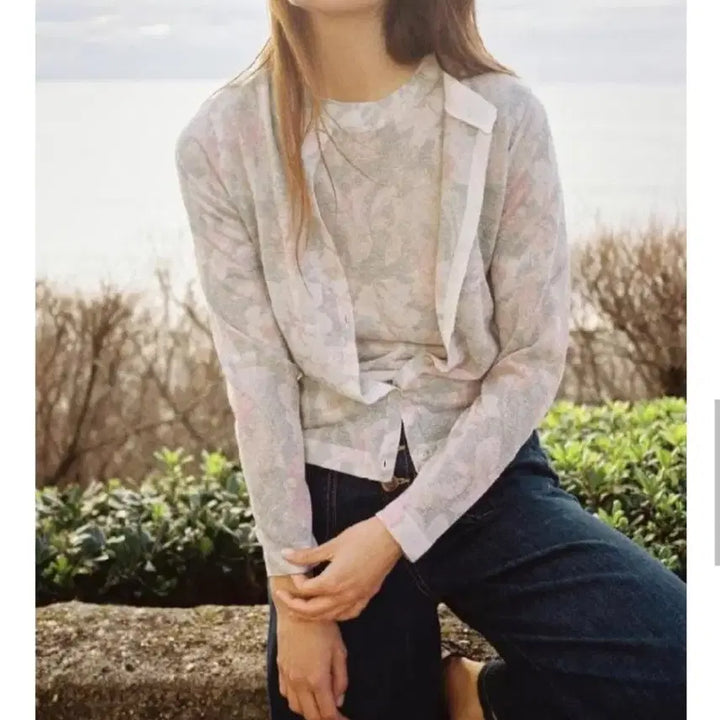[BUNJANG] Zara Floral Print Knit Top - M / zara 자라 플로럴 프린트 니트 탑 - M