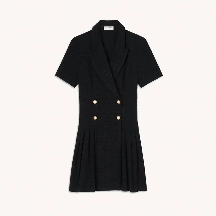 [BUNJANG] Sandro Tweed Pleated Button Jacket Dress / 산드로 트위드 플리츠 버튼 자켓 원피스 34