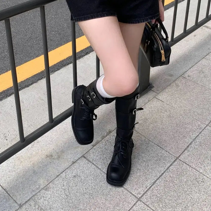 [BUNJANG] Jennis Trio Buckle Edge Long Boots / 제니오 트리플 버클 엣지 롱부츠