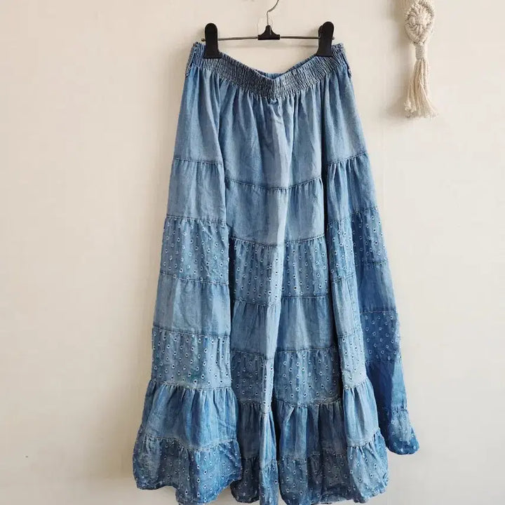 [SOLD OUT] 펀칭 아일렛 데님 캉캉 스커트