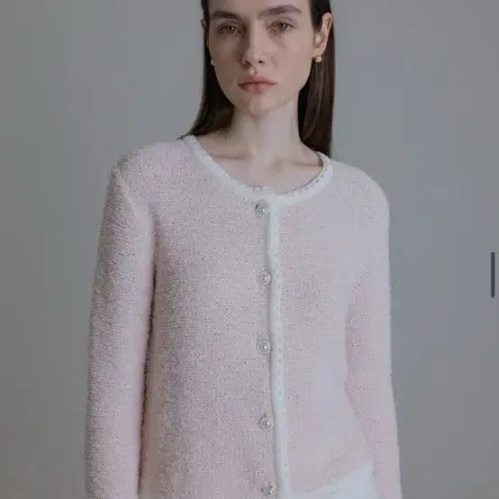 [BUNJANG] TOWAVASE Rosalie Pink Textured Cardigan / 토와브 로잘리 핑크 텍스처 가디건(손예진 착용)