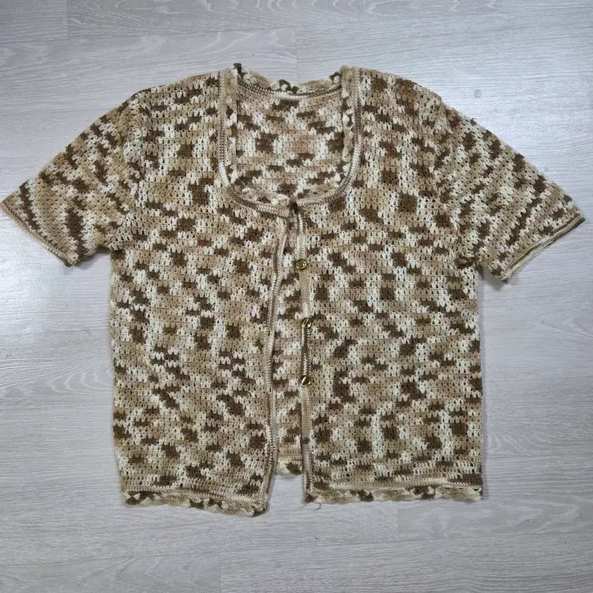 [BUNJANG] Vintage Crochet Short Sleeve Cardigan / 빈티지 크로셰 뜨개 반팔 가디건