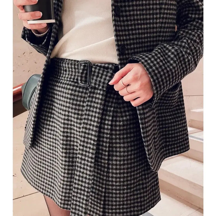 [BUNJANG] Blanchet Modern Cashmere Check Wrap Skirt Pants / 블랑쇼 모던 캐시미어 체크 랩스커트 바지 m