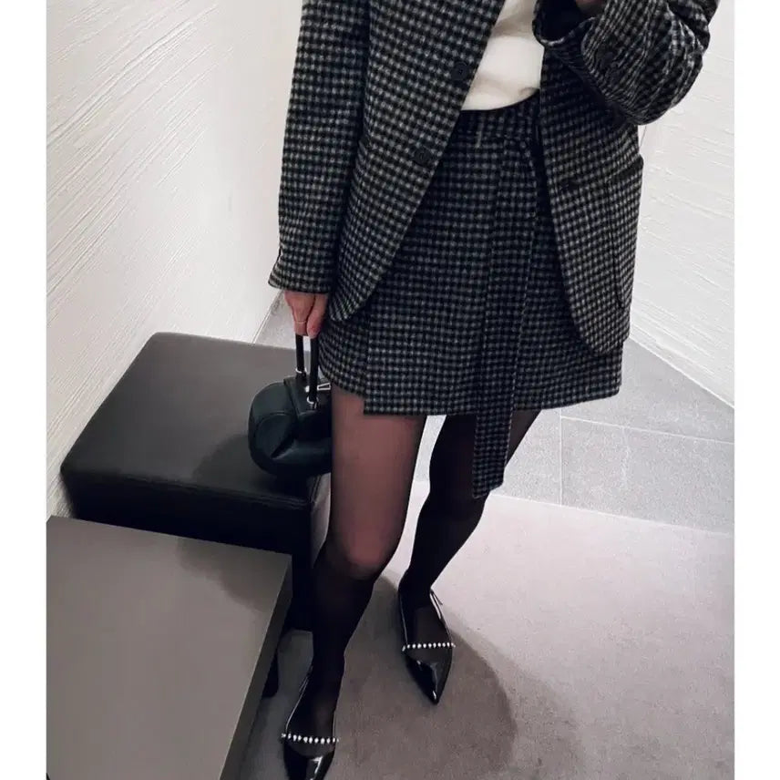 [BUNJANG] Blanchet Modern Cashmere Check Wrap Skirt Pants / 블랑쇼 모던 캐시미어 체크 랩스커트 바지 m