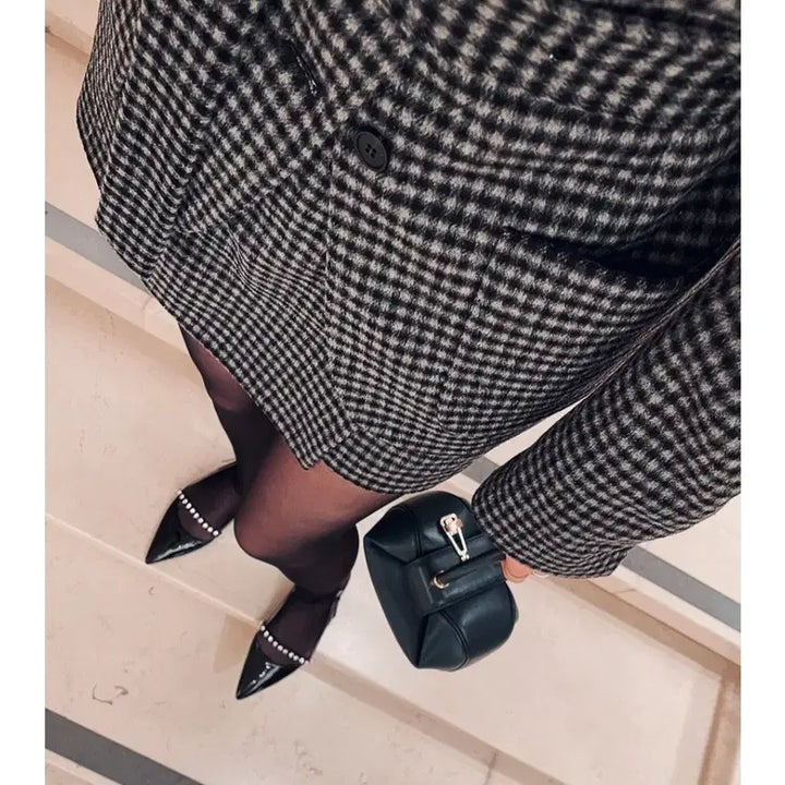 [BUNJANG] Blanchet Modern Cashmere Check Wrap Skirt Pants / 블랑쇼 모던 캐시미어 체크 랩스커트 바지 m