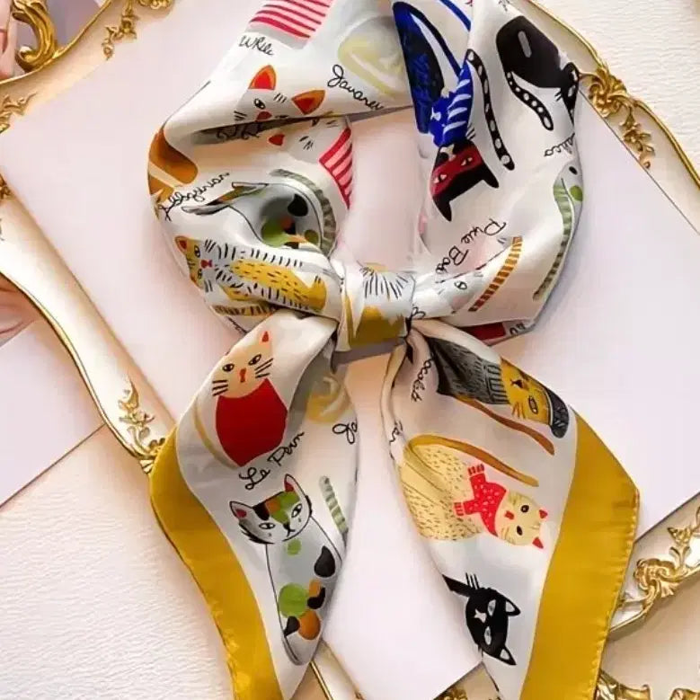 [BUNJANG] Cat Pattern Scarf / 고양이 패턴 스카프(새상품)