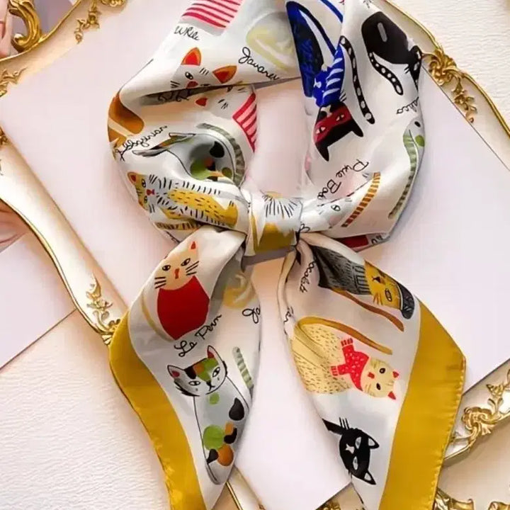 [BUNJANG] Cat Pattern Scarf / 고양이 패턴 스카프(새상품)
