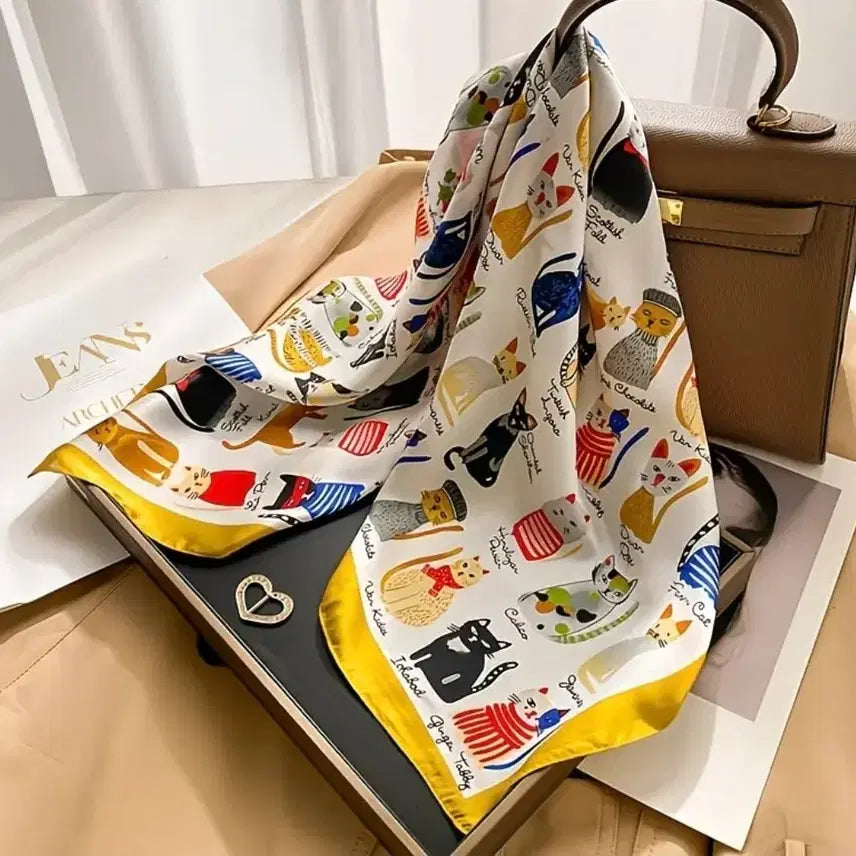 [BUNJANG] Cat Pattern Scarf / 고양이 패턴 스카프(새상품)