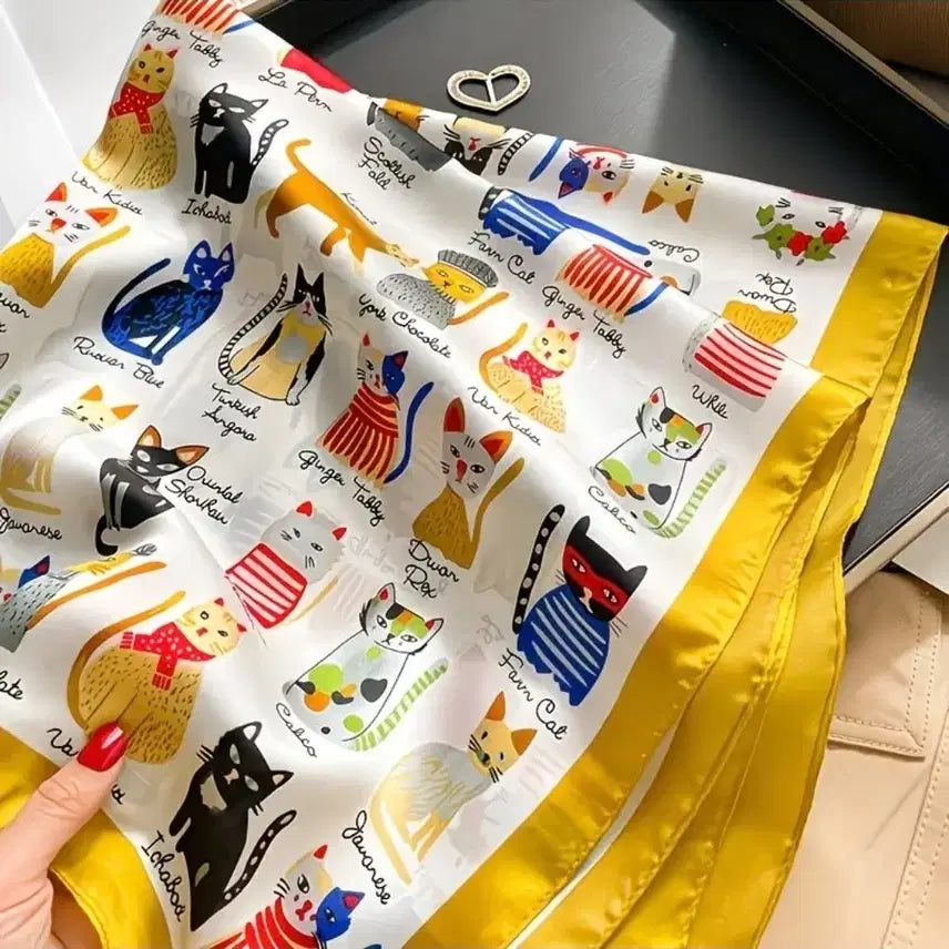 [BUNJANG] Cat Pattern Scarf / 고양이 패턴 스카프(새상품)