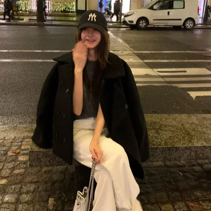 [BUNJANG] LovemeU Roem Half Coat (Black) / 러브미우 로엠 하프 코트 (블랙)