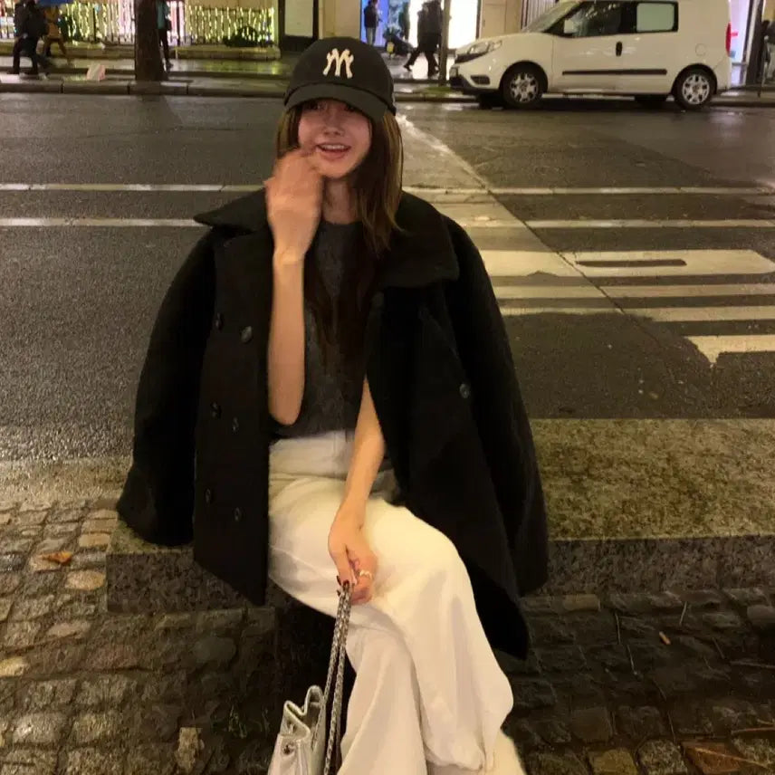 [BUNJANG] LovemeU Roem Half Coat (Black) / 러브미우 로엠 하프 코트 (블랙)
