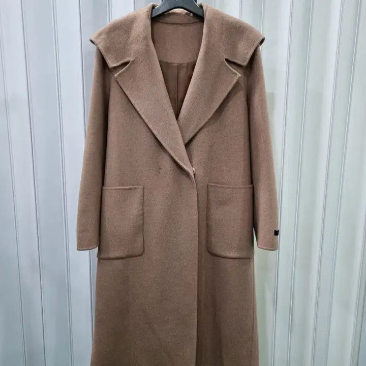 [BUNJANG] Wool Hooded Long Coat - Brown / 모직 후드 롱코트 브라운