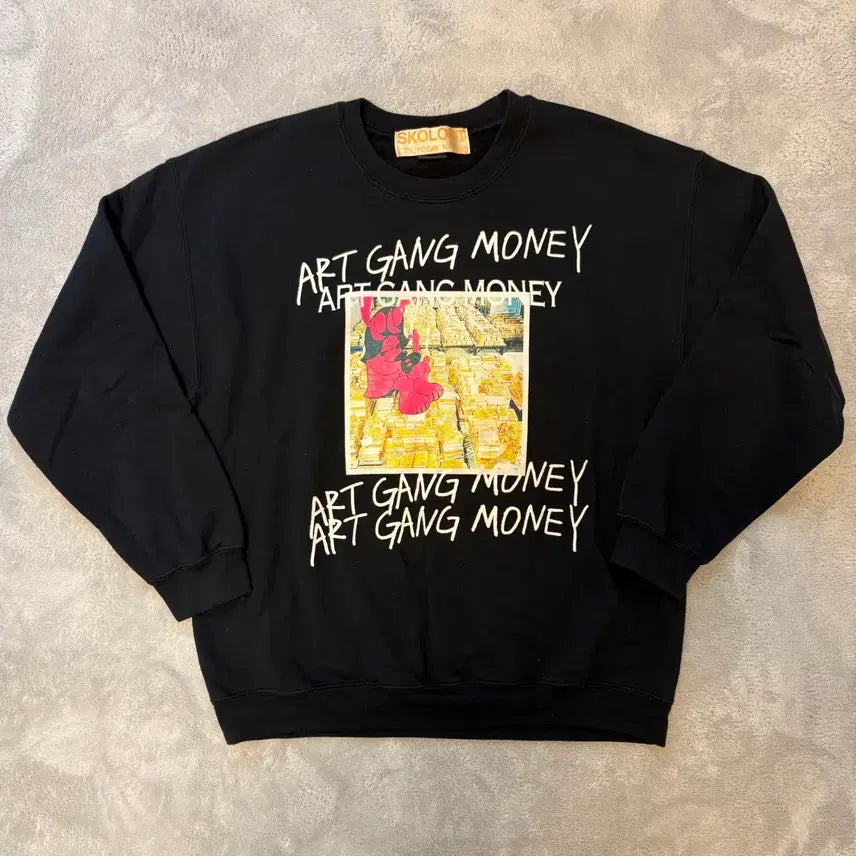[BUNJANG] SKOLOCT Art Gang Money Black Sweatshirt / SKOLOCT 아트갱머니 블랙 맨투맨