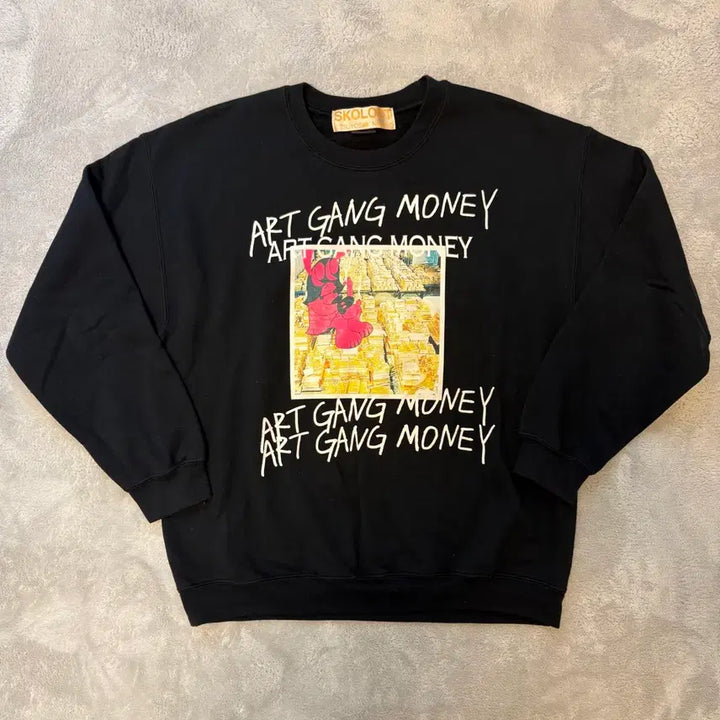 [BUNJANG] SKOLOCT Art Gang Money Black Sweatshirt / SKOLOCT 아트갱머니 블랙 맨투맨