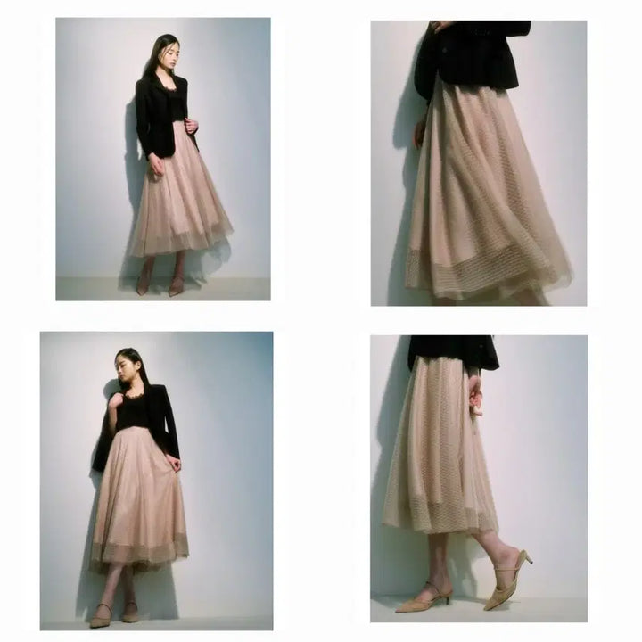 [BUNJANG] Blanc Choux Beige Tulle Skirt M / 블랑쇼 베이지 튤 스커트 m