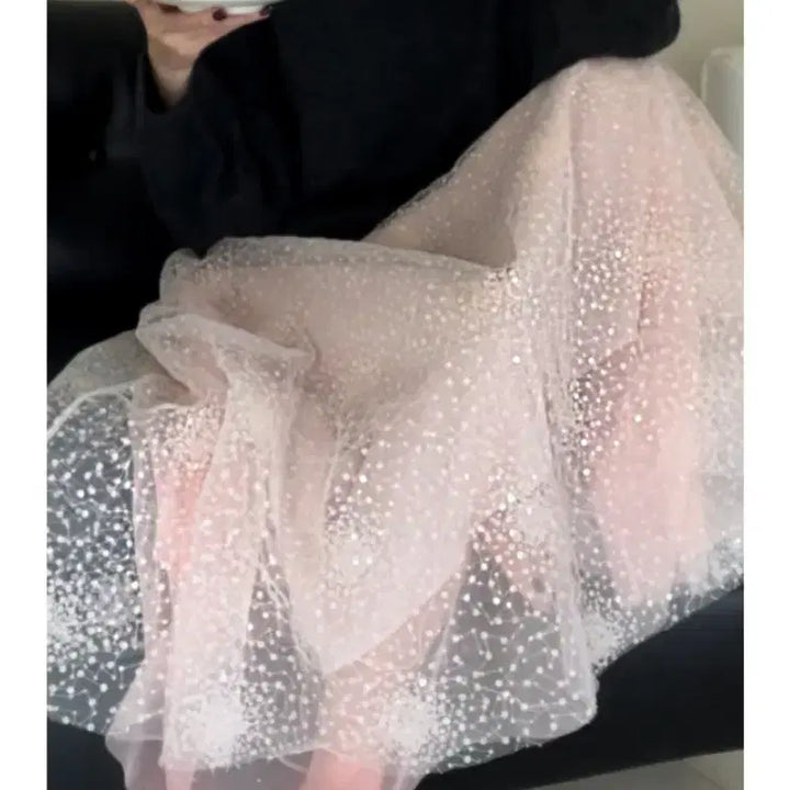 [BUNJANG] Blansho Fantae Handmade Sequin Tulle Skirt / 블랑쇼 판타 핸드메이드 시퀀 튤 m