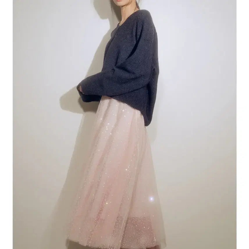 [BUNJANG] Blansho Fantae Handmade Sequin Tulle Skirt / 블랑쇼 판타 핸드메이드 시퀀 튤 m