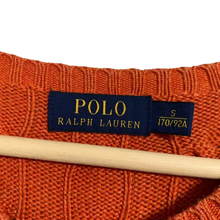[BUNJANG] Polo Ralph Lauren Silk Orange Cable Knit Sweater / 폴로 랄프로렌 실크 오렌지 케이블 니트 S